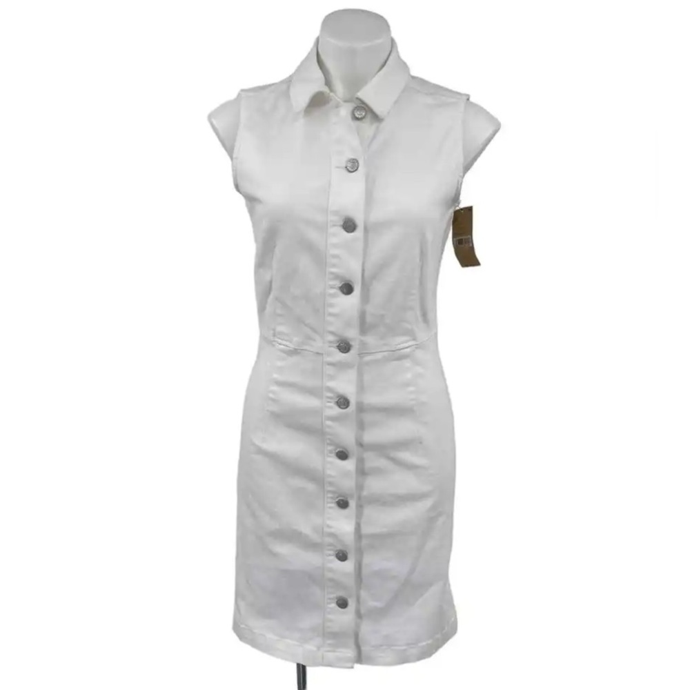 Cremieux White Isle Of Capri Sleeveless Button Down Jean Dress Size Large